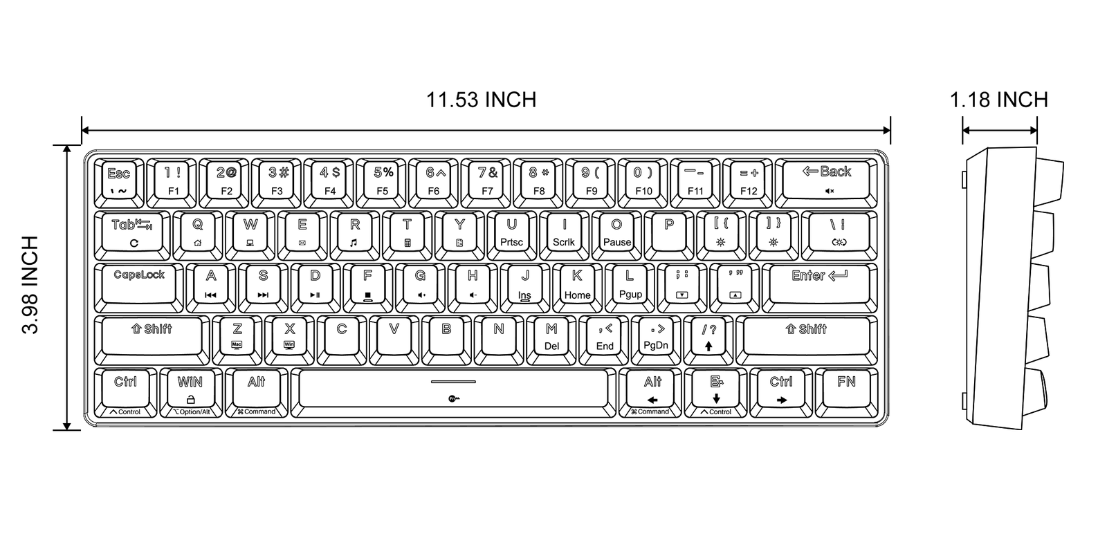  DIERYA DK61SE 60% Mechanical Gaming Keyboard, 61 Keys  Anti-Ghosting, LED Backlight, Detachable USB-C, Ultra-Compact Mini Wired  Keyboard