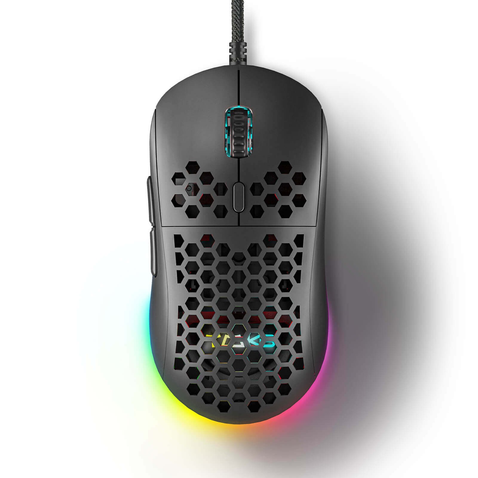  TMKB Falcon M1SE Ultralight Honeycomb Gaming Mouse, High- Precision 12800DPI Optical Sensor, 6 Programmable Buttons, Customizable  RGB, Drag-Free Paracord, Ergonomic, Wired - Matte White : Video Games